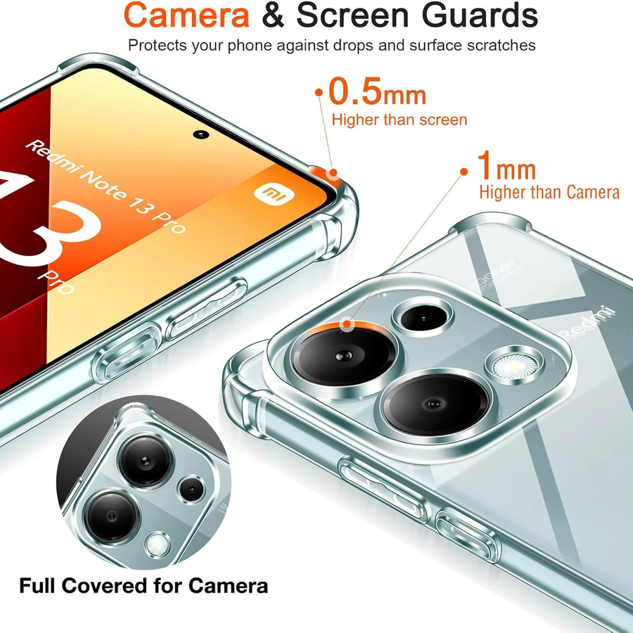 Stoßfeste TPU-Schutzhülle für Xiaomi Redmi Note 13 Pro 5G und Redmi Note 13 Pro+ in Transparent - Bild 3
