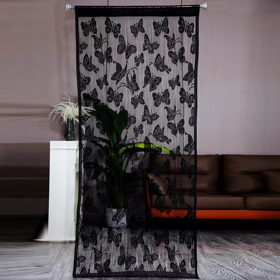 Eleganter Gitter-Schmetterlingsvorhang in Schwarz und Transparent als dekorative Trennwand für Wohnzimmer, Schlafzimmer oder Hochzeitsdekoration - Bild 3