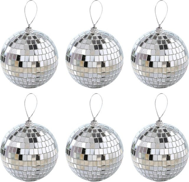 Neoglint Weihnachtsbaumkugeln aus Glas in Weiß und Silber als runder Hängeanhänger für Weihnachtsdekoration und Partys - Bild 1