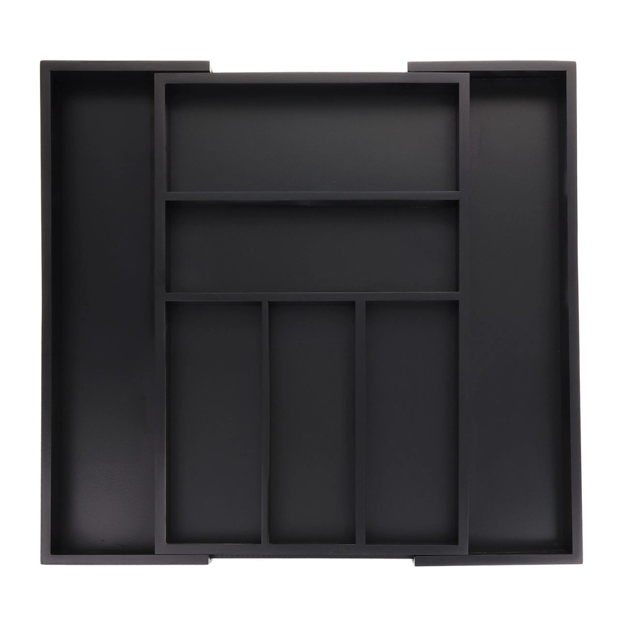 Relaxdays Besteckkasten aus Bambus und MDF, Schwarz, ausziehbar und breitenverstellbar, B/T/H: 46 x 30,5 x 5 cm - Bild 2