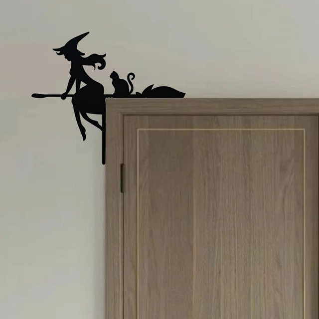 CIFBUY Hängendes Türdekor mit schwarzer Tier-Silhouette für Halloween und Weihnachten - Bild 1