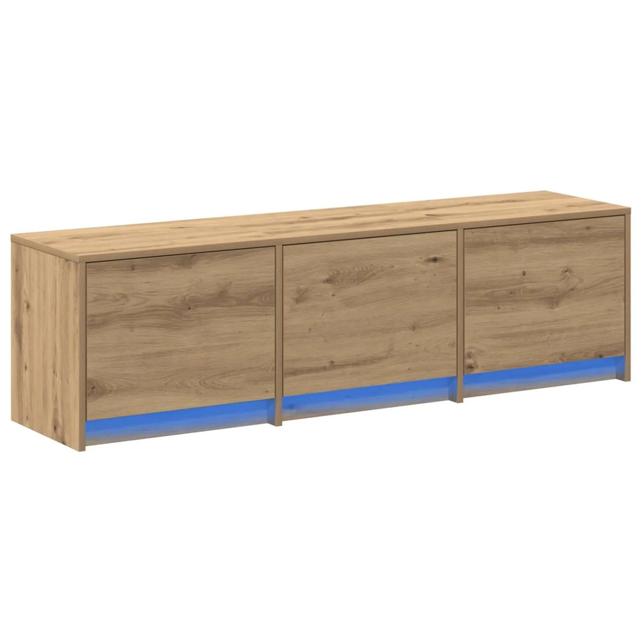 vidaXL TV-Schrank mit LED in Artisan-Eiche, Braun, B/T/H: 140 x 34 x 40 cm - Bild 2