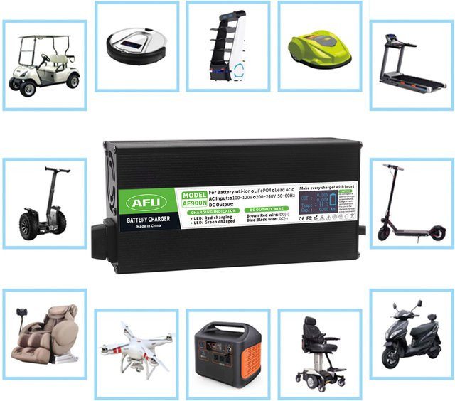 AFU LiFePO4 Batterieladegerät mit OLED-Display, 14,6V 30A Smart-Schnellladegerät für 4S 12,8V 14,4V Batterien, Schwarz - Bild 1