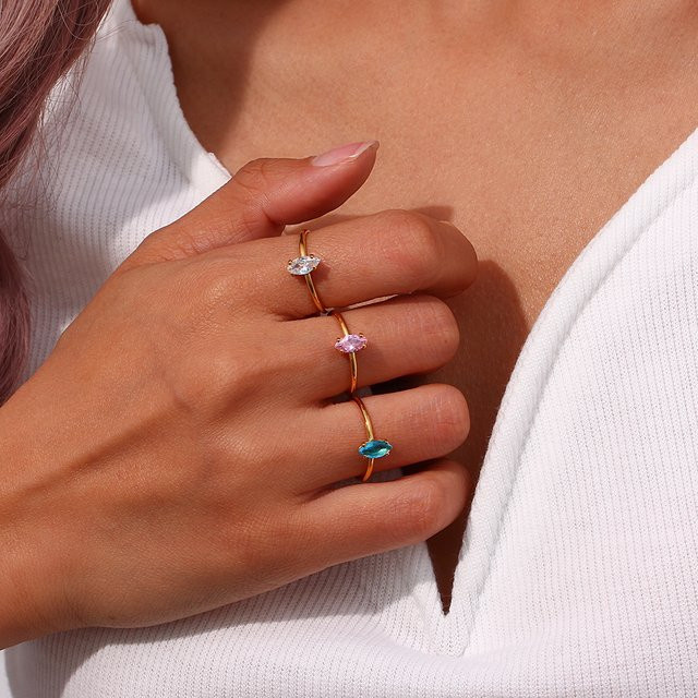 E.B.belle Ring, Edelstahl, Gold, Zirkonia, Damen - Bild 1