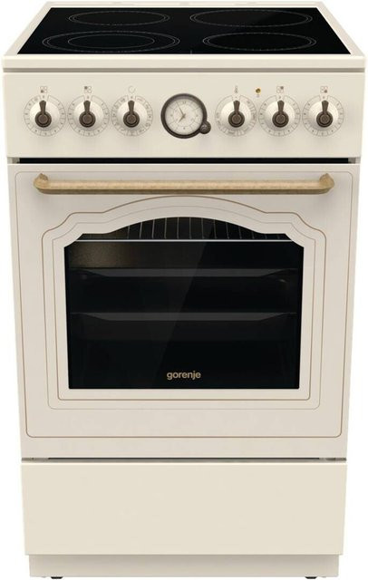 Gorenje Retro-Standherd GECS5B70CLI mit Glaskeramikkochfeld in Creme mit Gold- und Beige-Akzenten, B/H/T: 50 x 85 x 59,4 cm - Bild 1