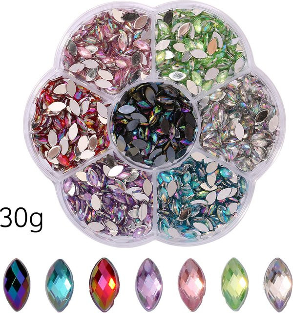 MAGT Nagelkunst Strasssteine, 6er-Set, Transparent, Glänzend - Bild 1