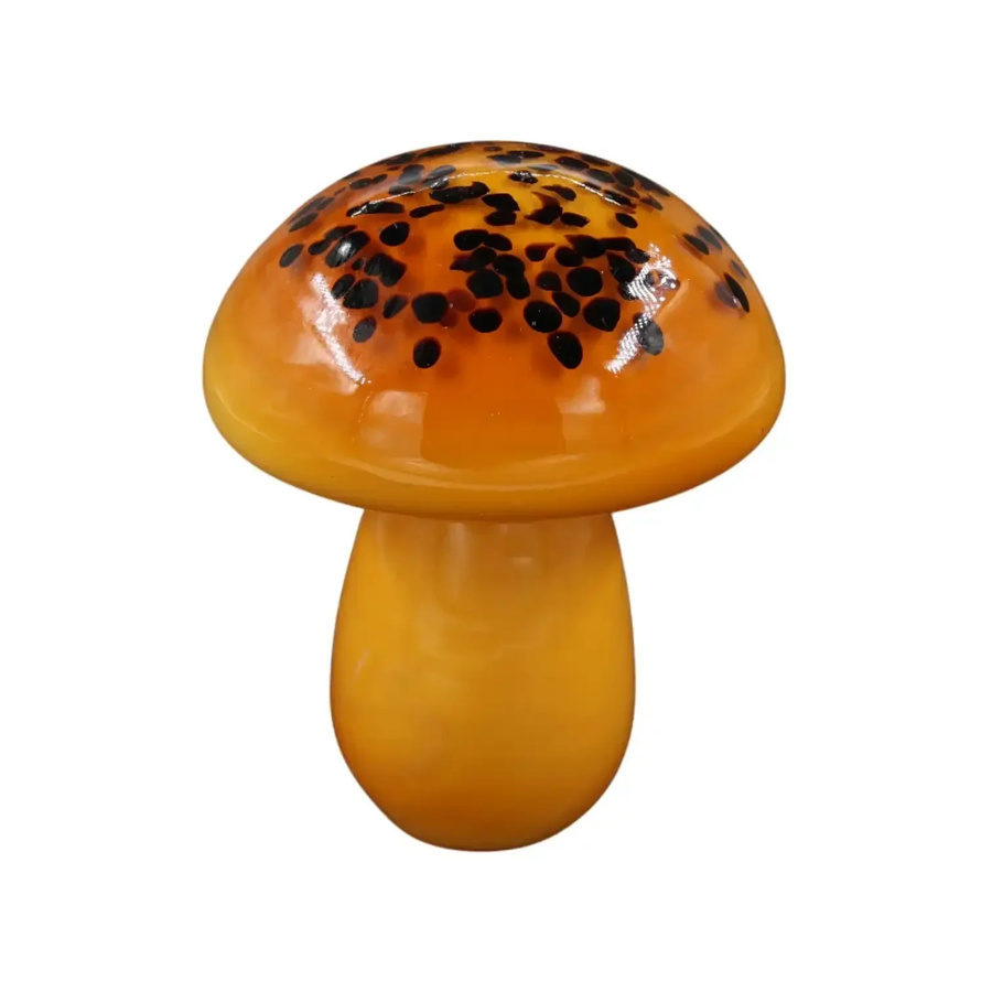 House of Nature Pilz Dekoration aus Glas in Orange und Schwarz, Höhe: 14 cm - Bild 1