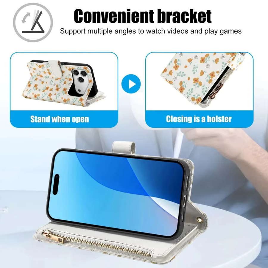 SZMUGUA Reißverschluss-Kartenhalter-Brieftasche mit Umhängegurt und Handschlaufe für iPhone in Multicolour - Bild 2