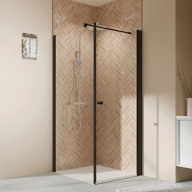 Breuer Seitenwand Elana 2.0 mit abgerundeten Profilen in Schwarz DIN Links, Breite: 120 cm - Bild 1