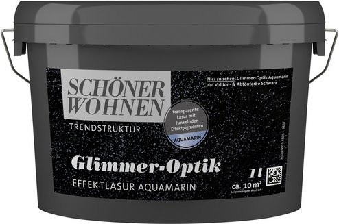 Schöner Wohnen Effektlasur Trendstruktur in Glimmer-Optik Aquamarin Blau 1 l - Bild 1