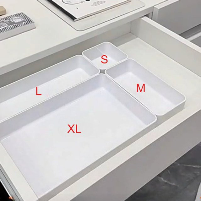 4-teiliges Schubladen-Organizer-Set aus Kunststoff in Weiß für Schreibtisch und Haushalt - Bild 1