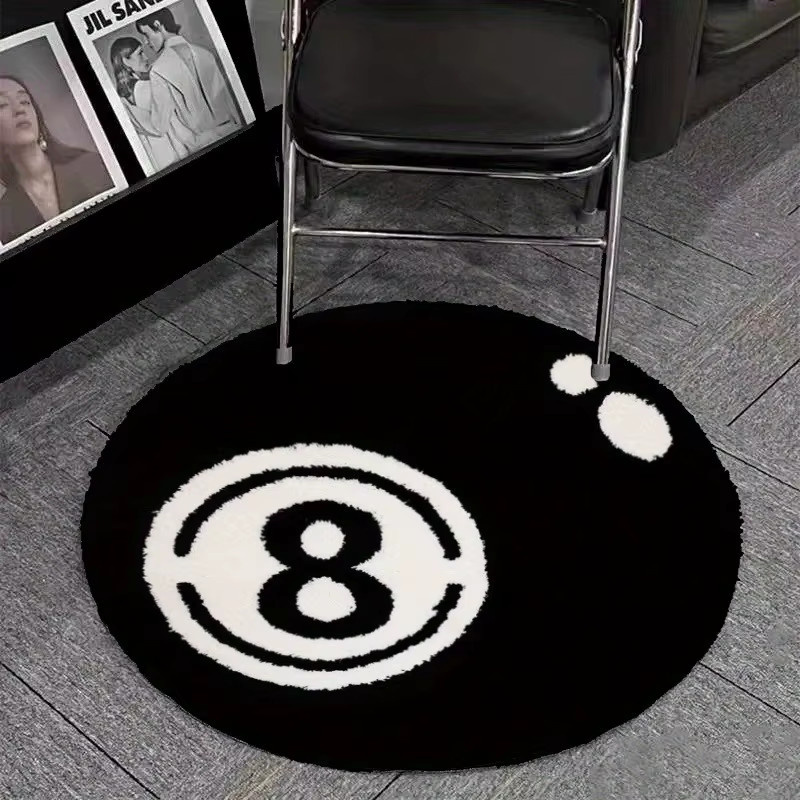 VIKAMA Billard-Teppich in Schwarz mit 8 Kugeln, runder und rutschfester Teppich für Wohnzimmer und Schlafzimmer - Bild 5