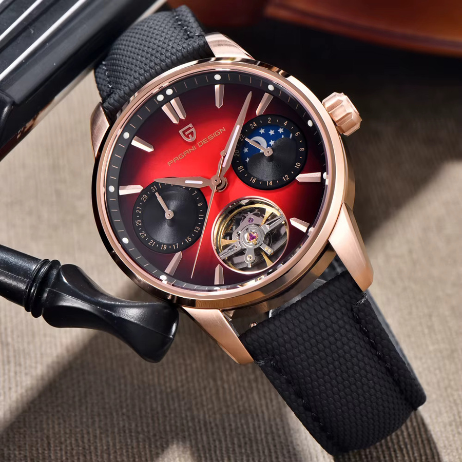 PAGANI DESIGN Armbanduhr, Automatik, Roségold, Edelstahl, Mondphase, Herren - Bild 5