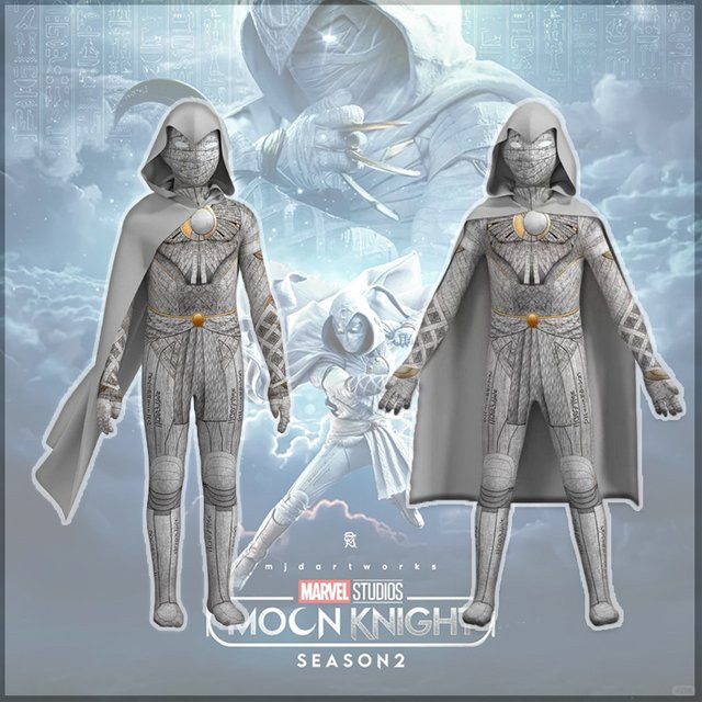 ZOBOTT Moon Knight Cosplay Kostüm, Marvel, Weiß, Plüsch / Textil - Bild 1