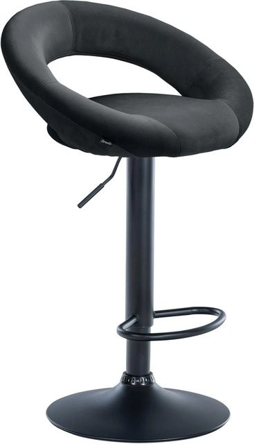 DELUKE Barhocker MEKIM in Schwarz mit Samtbezug, höhenverstellbar, drehbar und mit Lehne, B/T/H: 53 x 47 x 80 cm - Bild 1