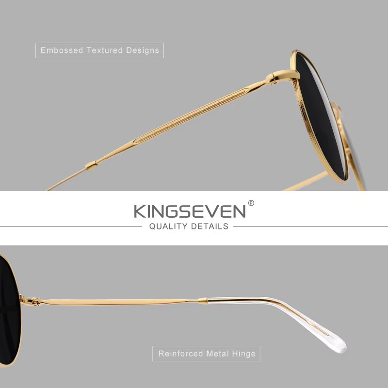 KINGSEVEN Sonnenbrille Square, Metall, Gold, Unisex, polarisiert - Bild 3