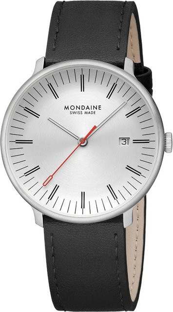 Mondaine Herrenuhr, Quarz, Edelstahl, Leder, 41 mm, 5 ATM - Bild 1