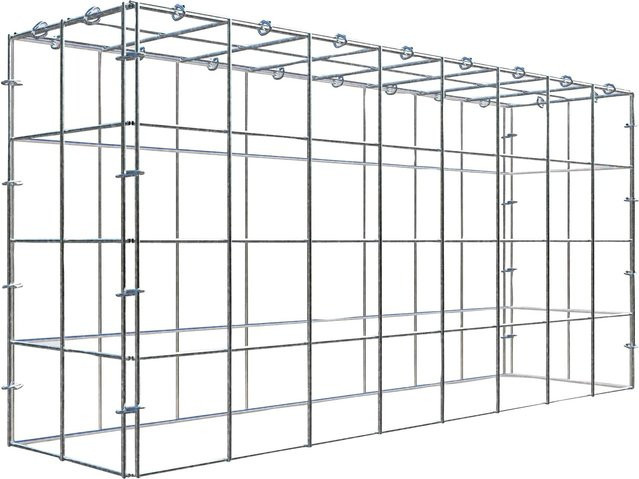 Gabiona C-Ring Anbaukorb Typ 3 in Silbergrau, Maschenweite 10 x 10 cm, B/T/H: 40 x 80 x 20 cm - Bild 1