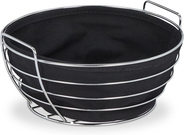 Relaxdays Brotkorb aus Metall mit Stoffeinsatz in Schwarz, B: 23 cm, H: 11 cm - Bild 1