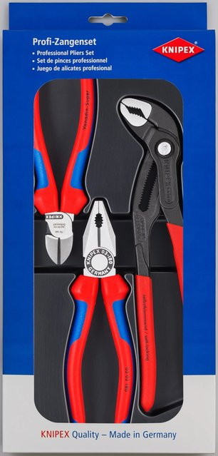 Knipex Zangen-Set Bestseller-Paket bestehend aus Kombizange, Seitenschneider und Wasserpumpenzange in Blau und Schwarz - Bild 1