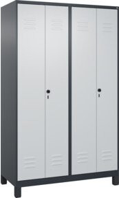 C+P Spind Classic PLUS Schwarz-Weiß mit 4 Abteilen und Sicherheits-Drehriegel, H x B x T: 195 x 120 x 50 cm - Bild 1