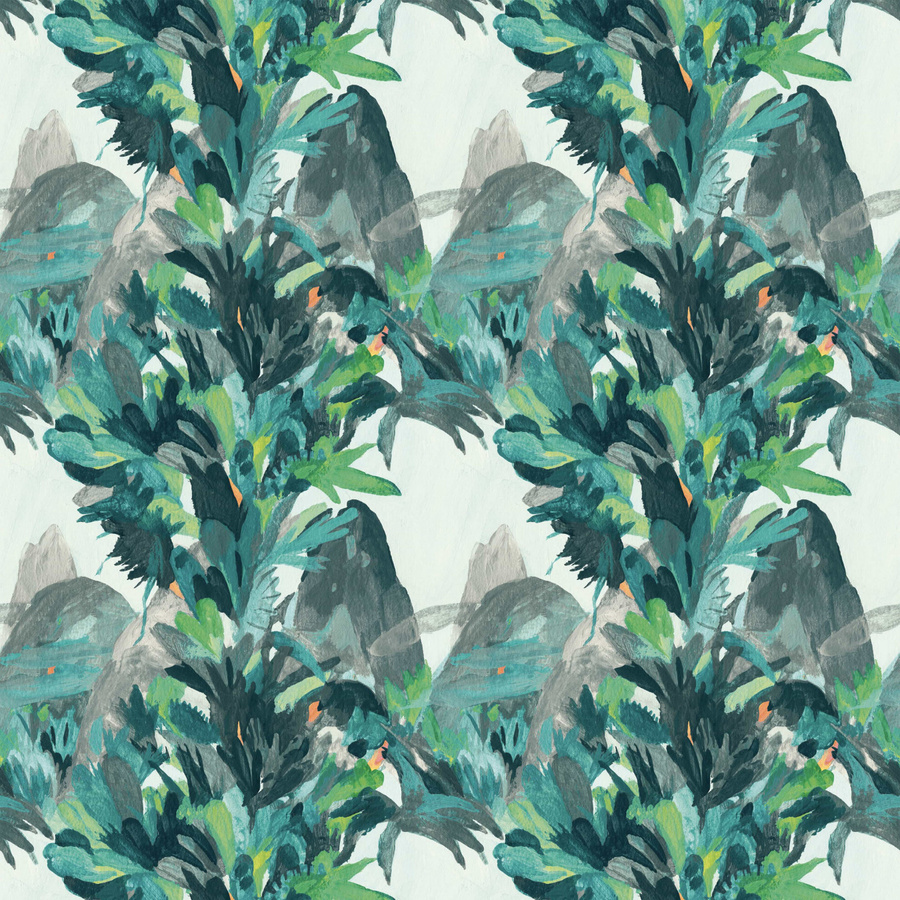 Nobilis Wallpaper Baie D Along COS211 Tapete mit floralem Botanik-Motiv in Grün und Multicolour, Vlies, Matt - Bild 1