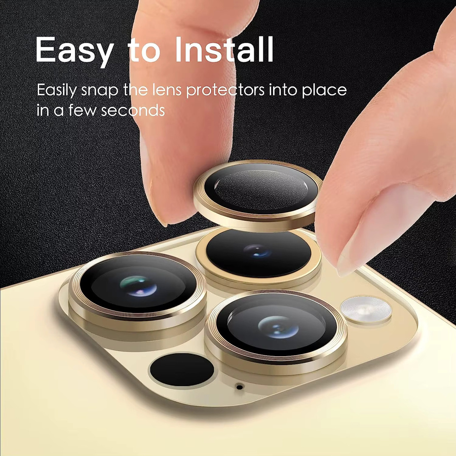 Goldgelbes Kameraobjektivschutzglas für Apple iPhone 17 Pro Max, 16 Pro Max und 15 Pro Max als Schutzfolie - Bild 3