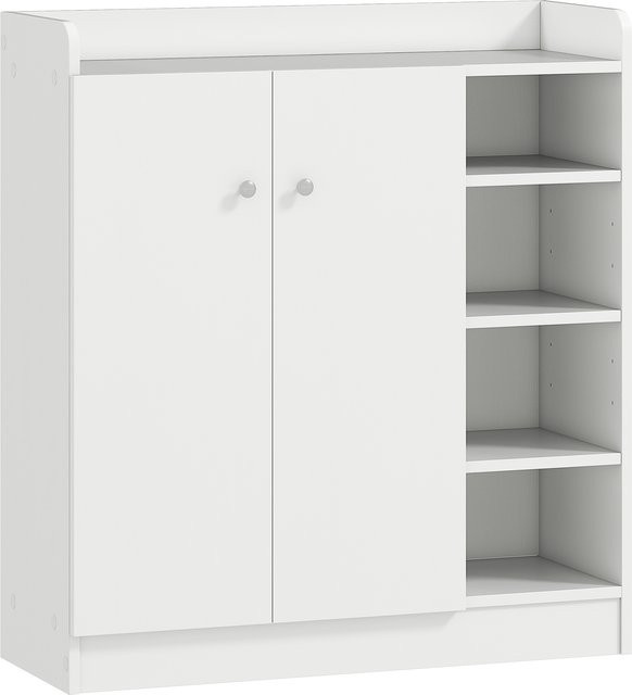 HOMCOM Schuhschrank Kommode in Weiß mit 2 Türen und 4 Fächern, B/T/H: 83 x 30 x 90 cm - Bild 1