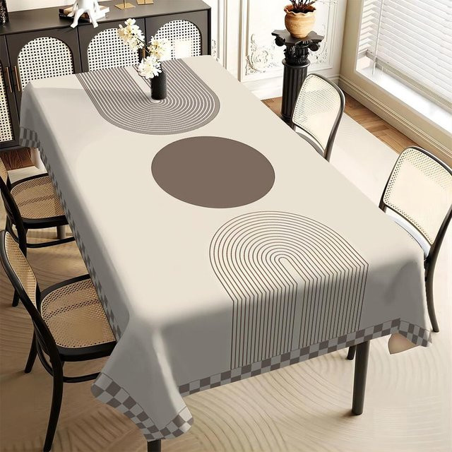 ZZN Tischdecke aus Polyester mit floraler Jacquard-Webung in Beige, B/B: 100 x 145 cm - Bild 1
