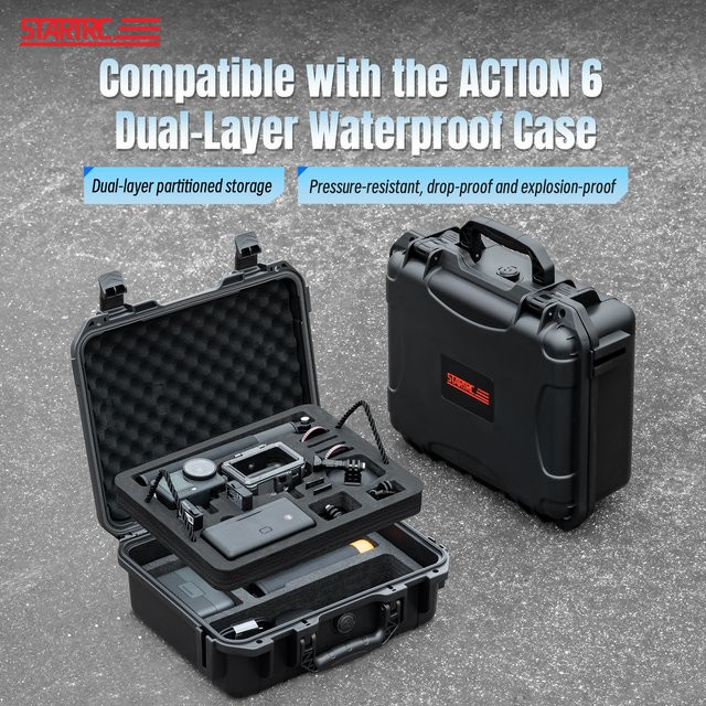 STARTRC Hartschalenkoffer für DJI Osmo Action 6 Kamera-Zubehör, wasserdichte Reisetasche in Schwarz - Bild 1