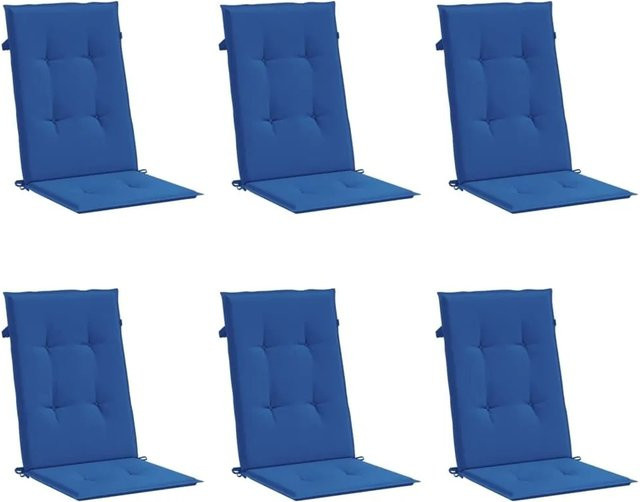 6er Set vidaXL Gartenstuhlauflagen für Hochlehner in Königsblau, wasserabweisend und UV-beständig, B/T/H: 120 x 50 x 3 cm - Bild 1