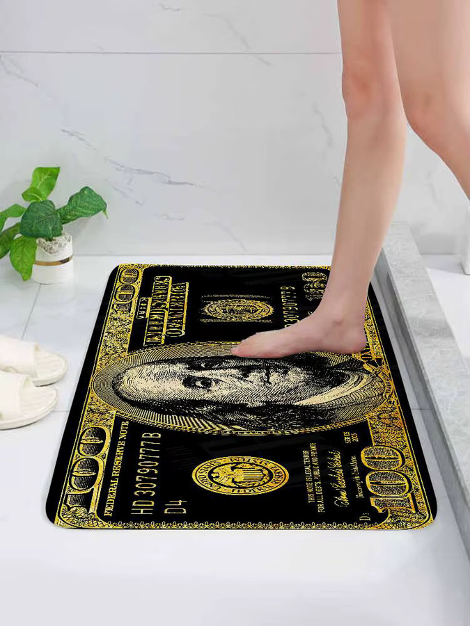 Moderner Dollar-Geld-Teppich von 52TOYS in Schwarz für Wohnzimmer und Schlafzimmer - Bild 7