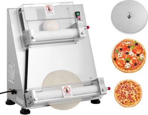 VEVOR elektrische Pizzateigpresse aus Edelstahl in Silber, kommerzielle Teigpresse mit 390 W und einstellbarer Dicke für Pizza, Chapati und Gebäck - Bild 1