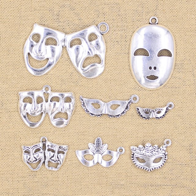 eunwol Charms Anhänger, Cry Laugh Maske, Antik Silber, Unisex - Bild 1