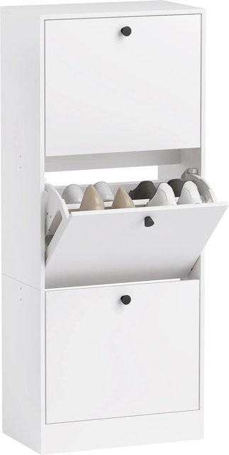 HOMCOM Schuhschrank aus Spanplatte in Weiß mit Klappfächern, B: 47 cm, T: 28 cm, H: 115 cm - Bild 1