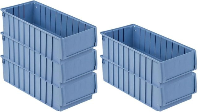 PROREGAL SparSet 5x Sichtlagerkasten mit Etikett und Schutzhaube, Blau, H x B x T: 14 x 23,4 x 50 cm - Bild 1