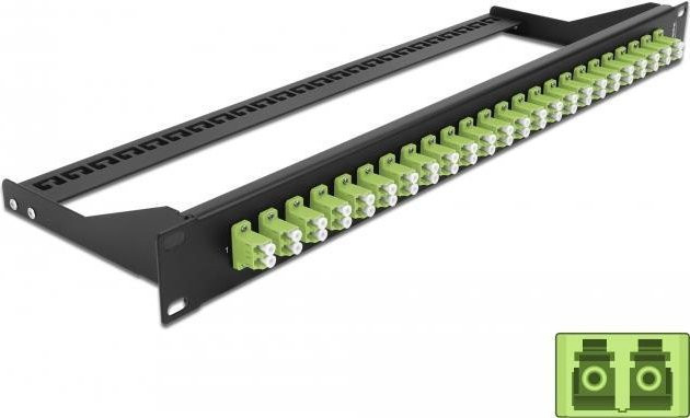 Delock LWL-Patchpanel 24 Port LC Duplex MM, Rack montierbar, 1 HE, Schwarz-Hellgrün - Bild 1