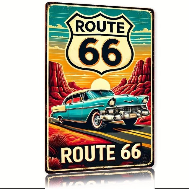 Lucky starfish DECO Vintage Route 66 Metallschild Retro Amerikanische Roadtrip Wandkunst aus Eisen, B/H: 30 x 20 cm, Multicolour - Bild 1