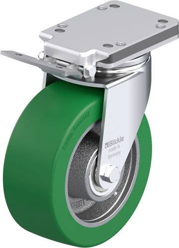 Blickle Stahlblech-Lenkrolle 202K-IS in Silber und Green mit 200 mm Rad-Durchmesser und einer Tragfähigkeit von max. 800 kg - Bild 1