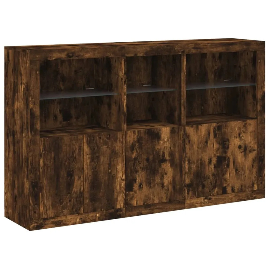 vidaXL Sideboard in Räuchereiche mit integrierter LED-Beleuchtung, modern, B/T/H: 162 x 37 x 100 cm - Bild 2