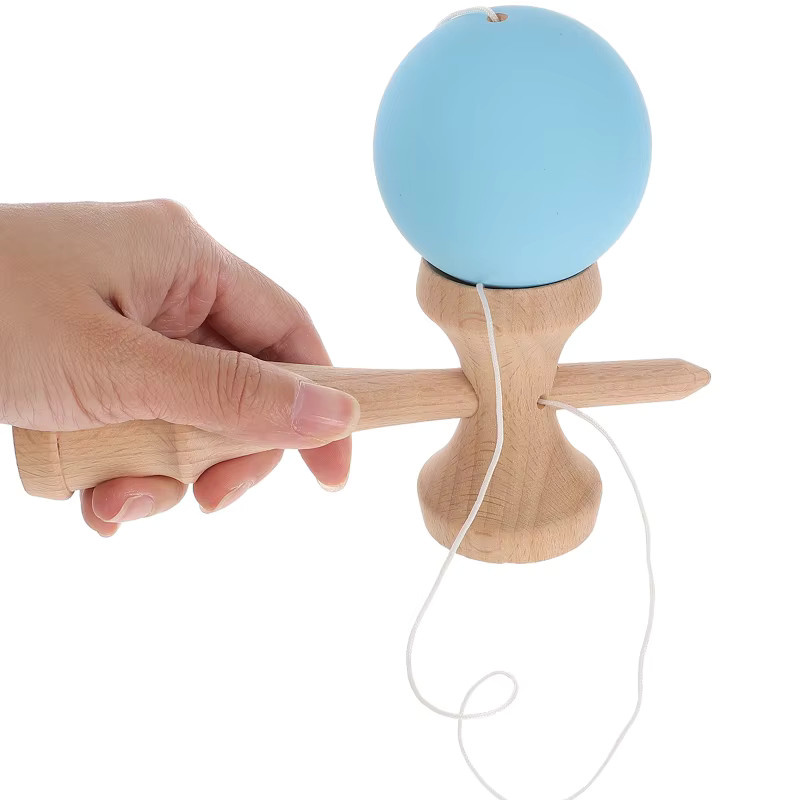 soulbao Bemalter Holzgriff Ball, Sportball, Gelb - Bild 1