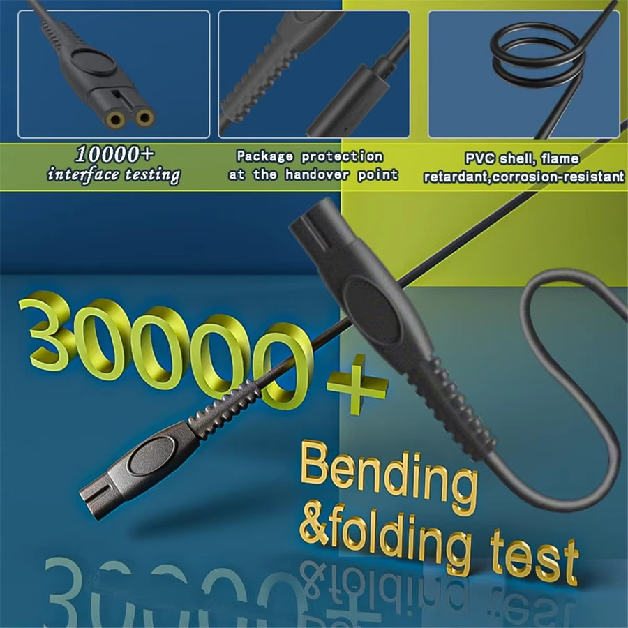 2er-Set USB-Ladekabel für Philips Elektrorasierer und Trimmer, 5V 1A, Schwarz - Bild 3