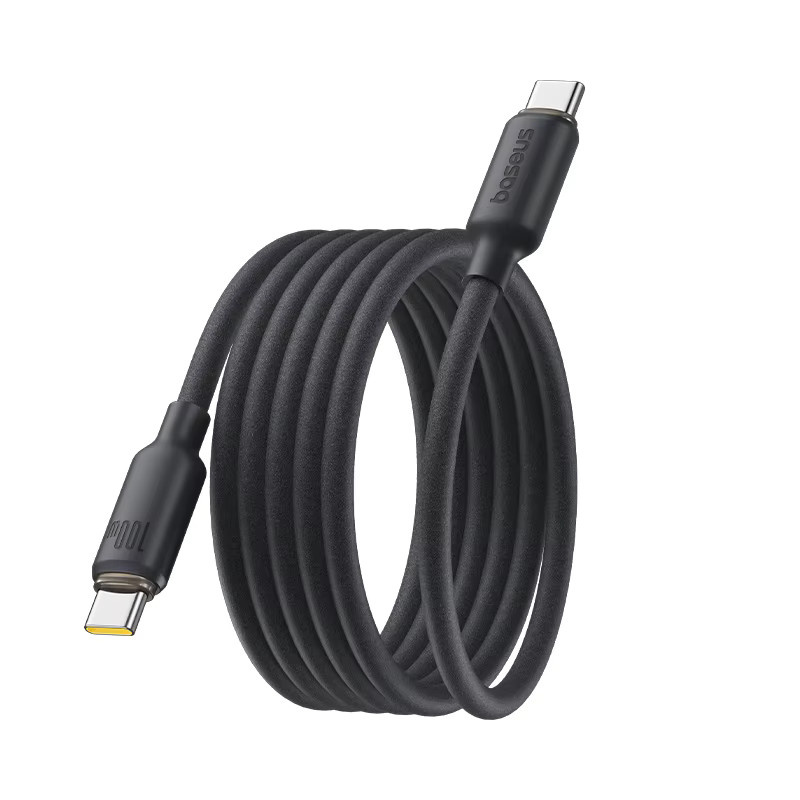 Baseus USB-C-Kabel aus geschäumtem Silikon mit 100 W Schnellladefunktion für iPhone 15, iPhone 16, MacBook und Samsung in Schwarz oder Blau - Bild 4