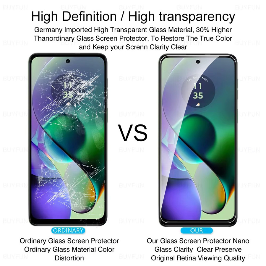 Motorola HD Glas Displayschutzfolie transparent für Moto G54 G14 G34 G84 G04 G04s G24 Power 4G G75 G55 G45 G35 G15 G05 G06 G56 G86 5G - Bild 3