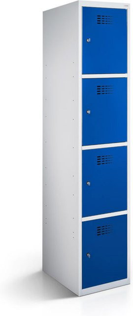 rotstahl Fächerschrank mit 4 Fächern in Dunkelblau und lichtgrauem Korpus, B/T/H: 40 x 50 x 180 cm - Bild 1