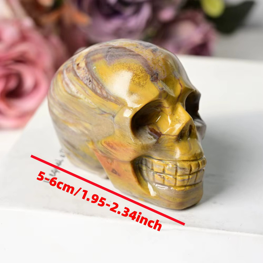 Totenkopf aus versteinertem Holz von CrystalHola in Multicolour im Boho-Stil - Bild 5