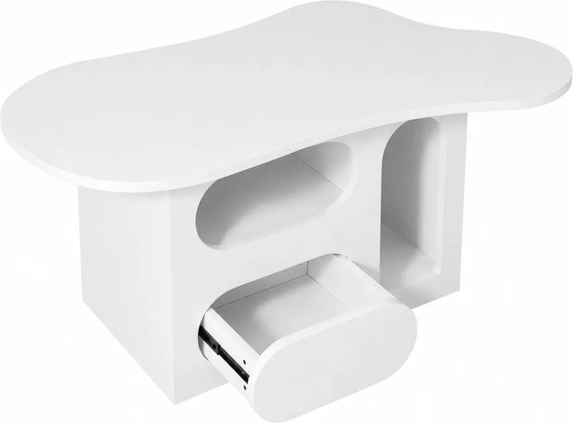 PXloue Couchtisch in Wolkenform mit Schubladen, modern und weiß, B/T/H: 50 x 45 x 43,5 cm - Bild 1