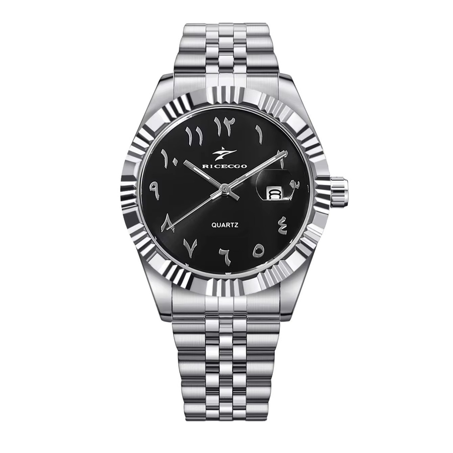 RICECGO Armbanduhr Quarz, Edelstahl, Grau, Herren, Datum - Bild 3