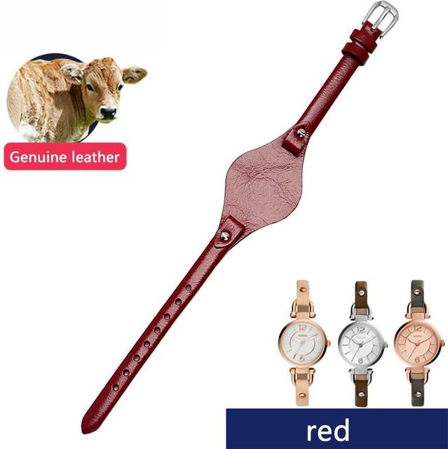 Fossil Uhrenarmband Leder, 8mm, rot, Damen - Bild 1