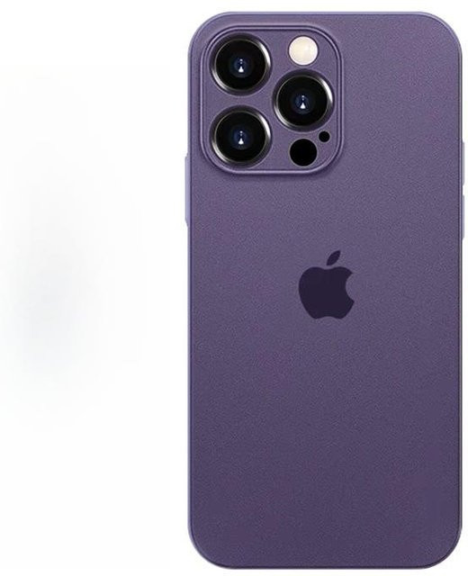 Ultradünne und sturzsichere Handyhülle für Apple iPhone 15 Pro Max, 14, 13 und 11 in Transparent Matt mit Rundumschutz und Linsenschutz, Farbe: Transparent/Purple - Bild 1